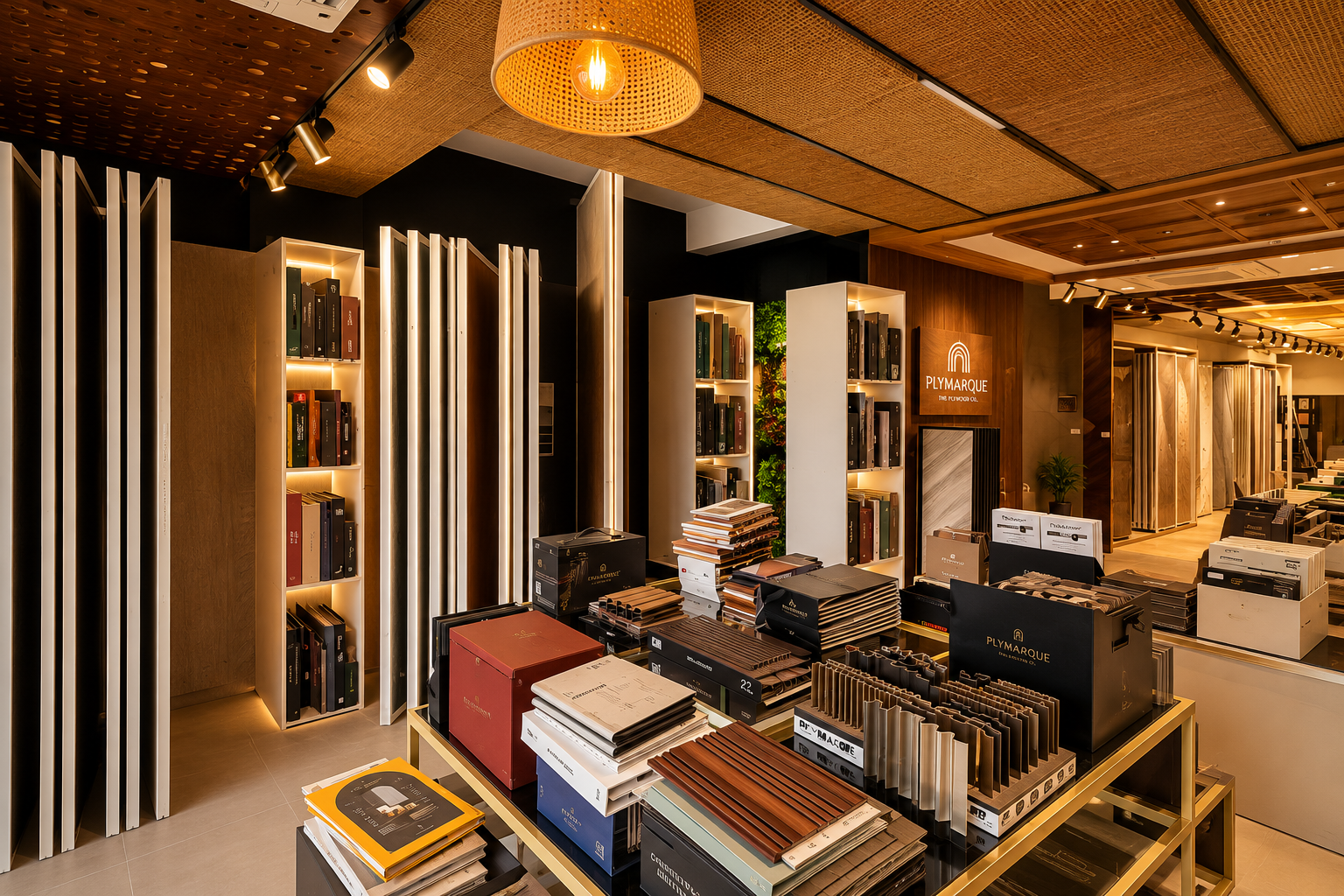 Plymarque showroom material displays
