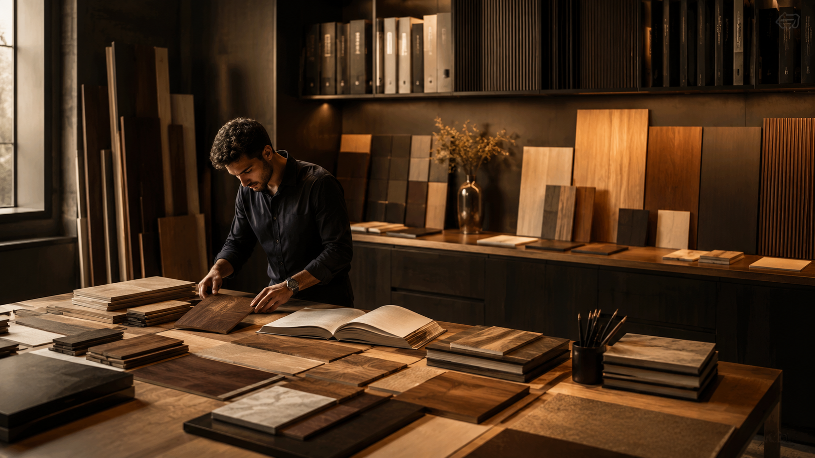 Plymaarque atelier — designer curating premium veneer boards